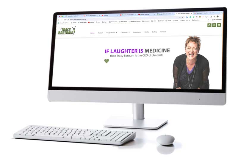 a photo of a laptop and mobile phone with Tracy Bartram's website